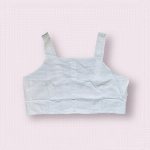 BP crop tank button front linen blend white cami shirred smocked back size 3X